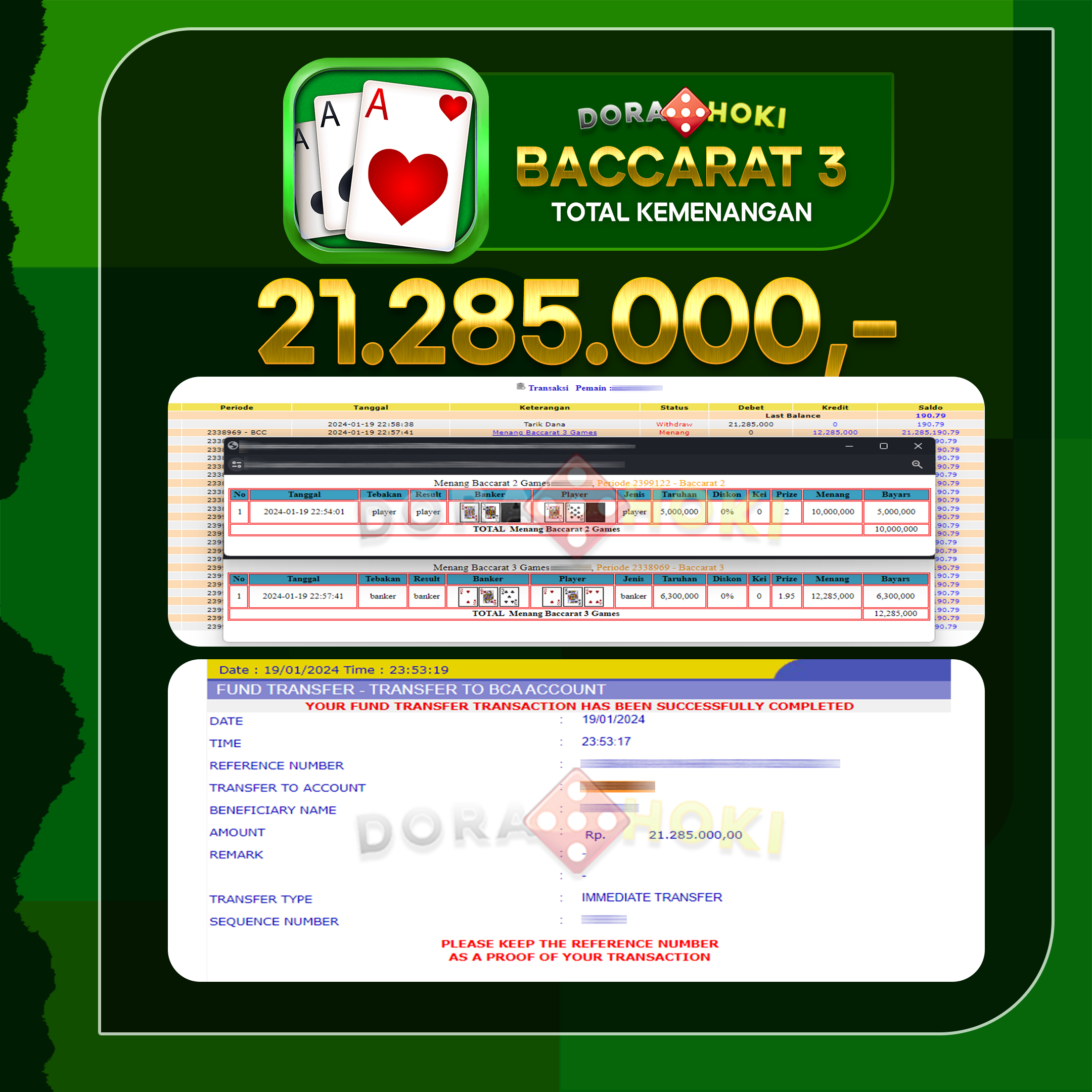 Livecasino Baccarat 3 Rp.21.285.000
