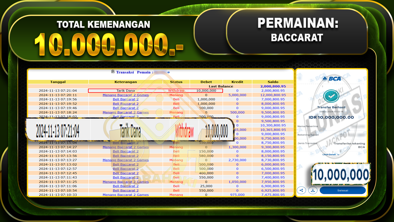 BACCARAT Rp.10.000.000