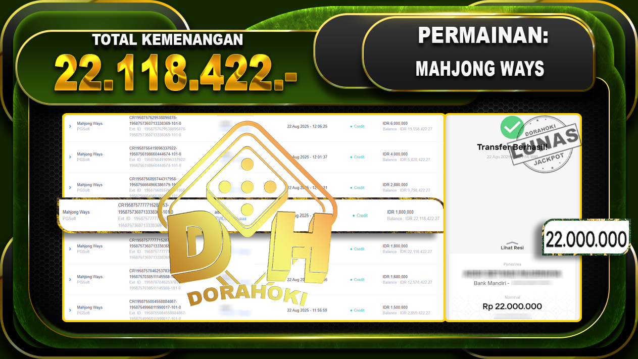 MAHJONG WAYS 2 Rp.22,118,422